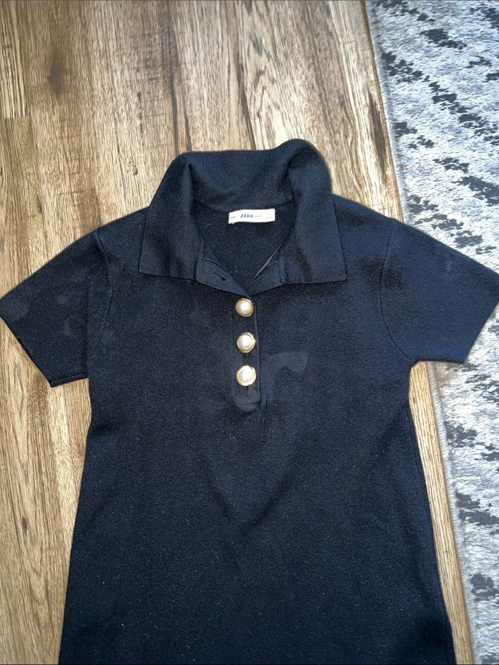 Zara Black Polo Dress with Gold Buttons EUC - Picture 4 of 7
